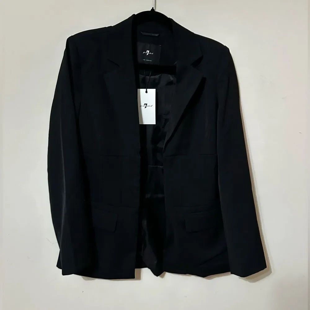 NWT 7 For All Mankind Women's Black Corset Closure Blazer